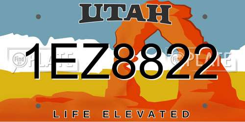 1EZ8822 Utah License Plate