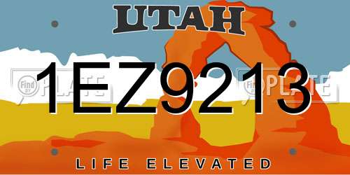 1EZ9213 Utah License Plate