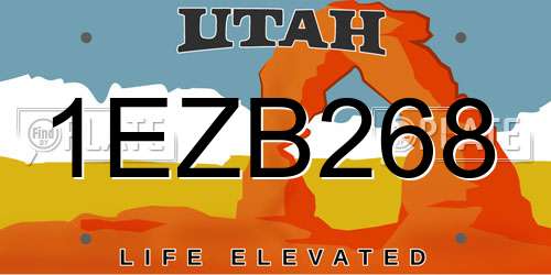 1EZB268 Utah License Plate