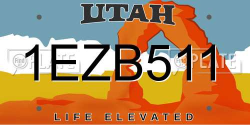 1EZB511 Utah License Plate