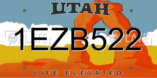 1EZB522 Utah License Plate
