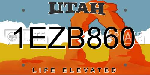 1EZB860 Utah License Plate