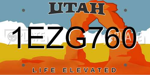 1EZG760 Utah License Plate