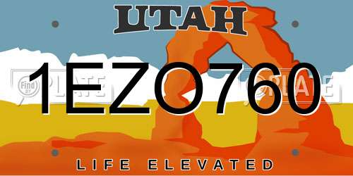 1EZO760 Utah License Plate