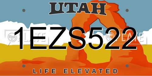 1EZS522 Utah License Plate