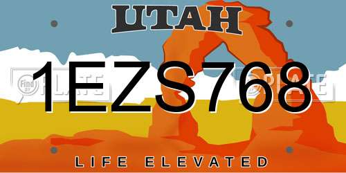1EZS768 Utah License Plate