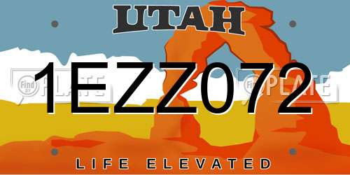 1EZZ072 Utah License Plate