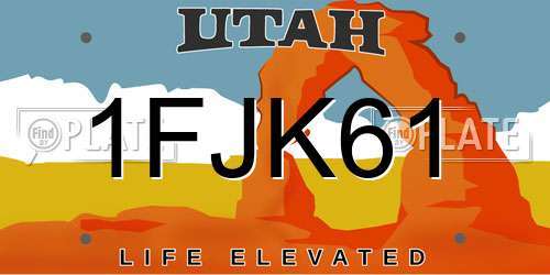 1FJK61 Utah License Plate
