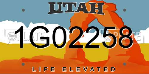 1G02258 Utah License Plate