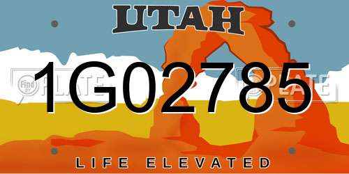 1G02785 Utah License Plate