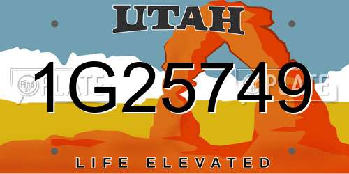 1G25749 Utah License Plate