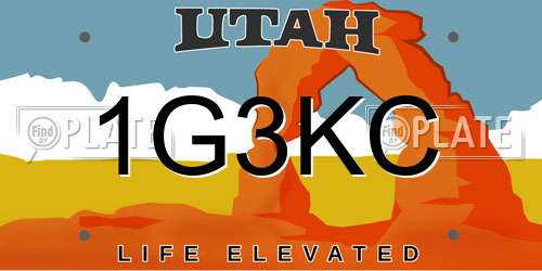 1G3KC Utah License Plate