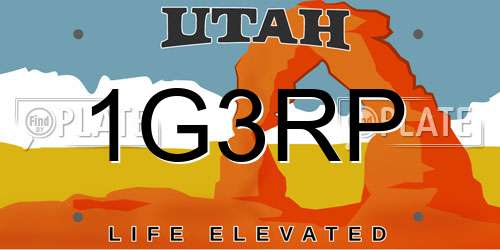 1G3RP Utah License Plate
