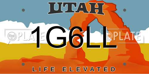 1G6LL Utah License Plate