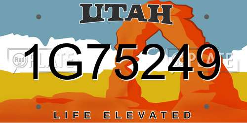1G75249 Utah License Plate