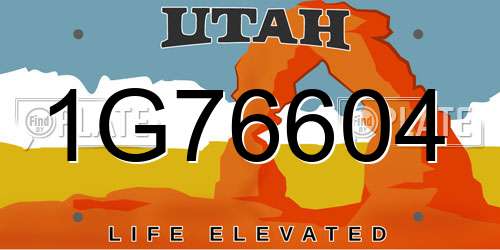 1G76604 Utah License Plate