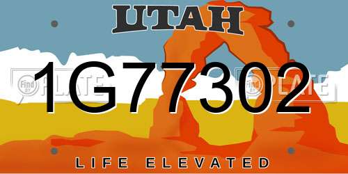 1G77302 Utah License Plate