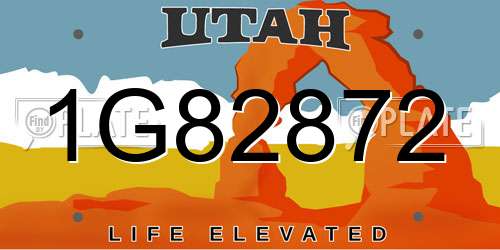 1G82872 Utah License Plate