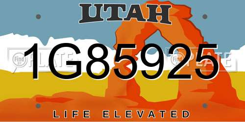 1G85925 Utah License Plate