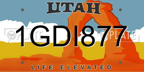 1GDI877 Utah License Plate