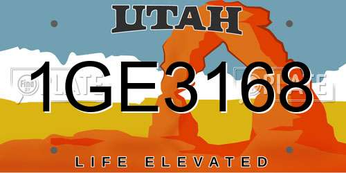 1GE3168 Utah License Plate