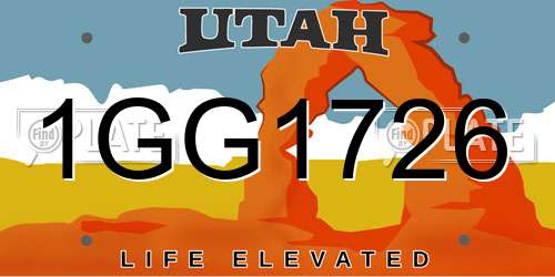 1GG1726 Utah License Plate