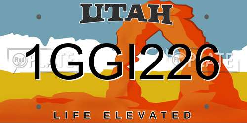 1GGI226 Utah License Plate