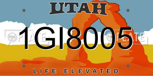 1GI8005 Utah License Plate