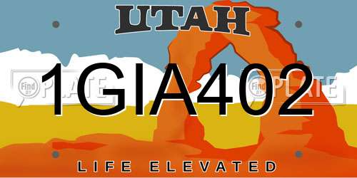 1GIA402 Utah License Plate
