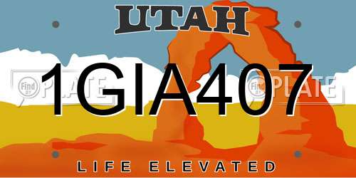 1GIA407 Utah License Plate