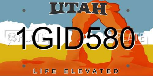 1GID580 Utah License Plate