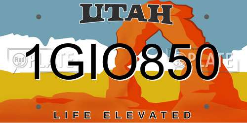 1GIO850 Utah License Plate