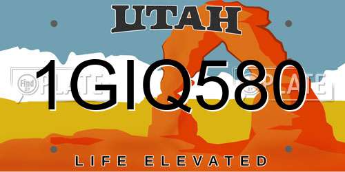 1GIQ580 Utah License Plate