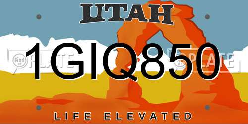 1GIQ850 Utah License Plate