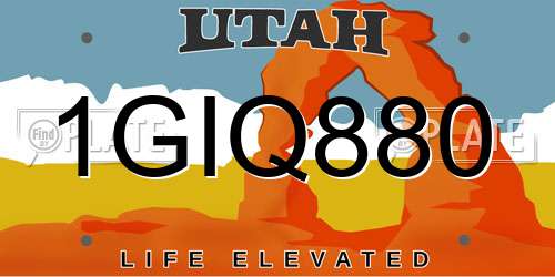 1GIQ880 Utah License Plate