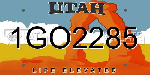 1GO2285 Utah License Plate
