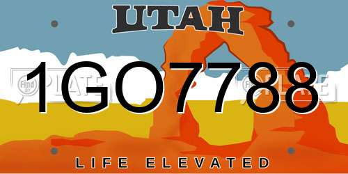 1GO7788 Utah License Plate
