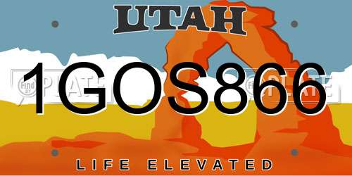 1GOS866 Utah License Plate