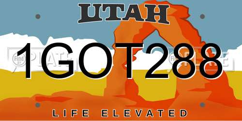 1GOT288 Utah License Plate