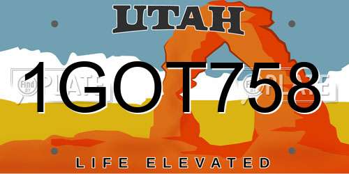 1GOT758 Utah License Plate