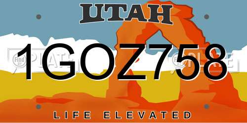 1GOZ758 Utah License Plate