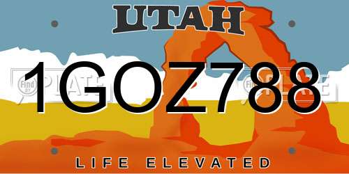 1GOZ788 Utah License Plate