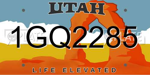 1GQ2285 Utah License Plate