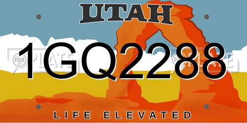 1GQ2288 Utah License Plate