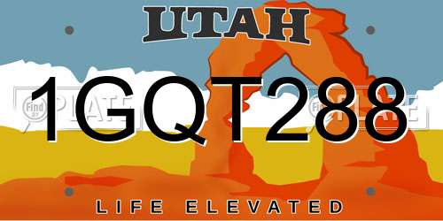 1GQT288 Utah License Plate