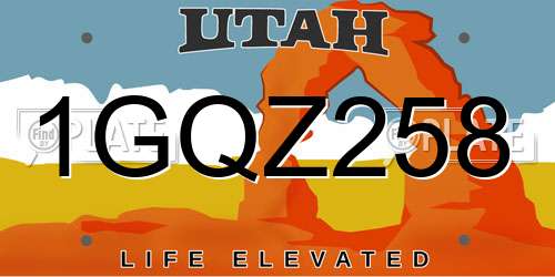 1GQZ258 Utah License Plate
