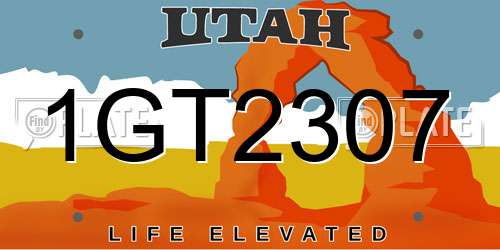 1GT2307 Utah License Plate