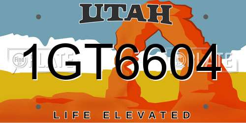 1GT6604 Utah License Plate