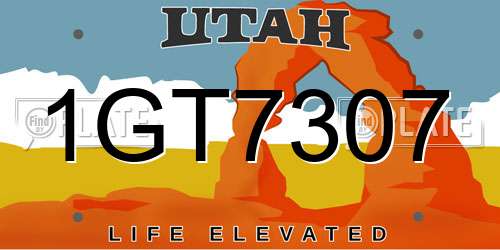 1GT7307 Utah License Plate