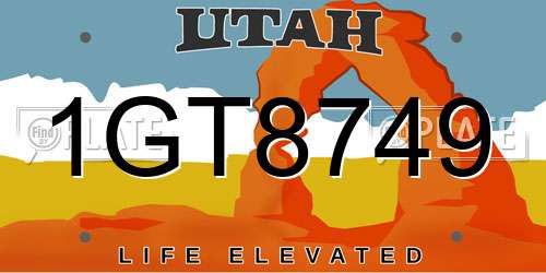 1GT8749 Utah License Plate